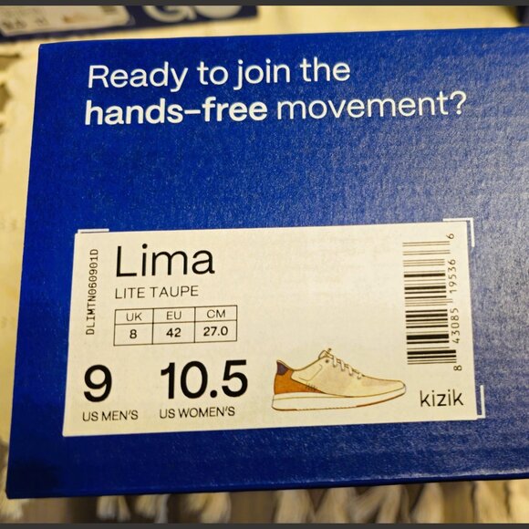 Kizik Unisex Lima Lite Taupe-Size: Men 9  & Women 10.5 Hands-Free Slip On - Picture 2 of 7